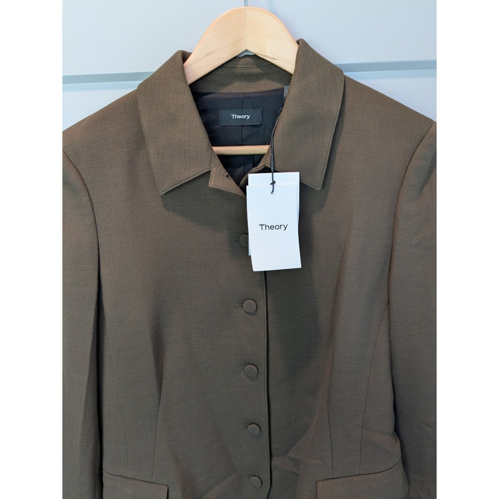 NWT $535 Theory Military‎ Jacket Utility Wool Oak Green Blazer Size 8 Designer